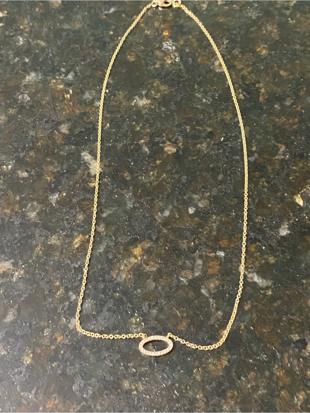 Diamond Oval14k Gold Necklace Shy Creation